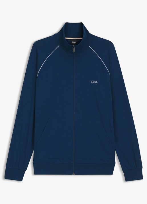 BOSS Sweatvest met logoborduring - voorkant turquoise/aqua-444 / blauw