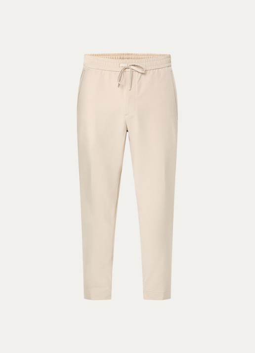 BOSS T_Flex tapered fit joggingbroek met steekzakken - voorkant beige