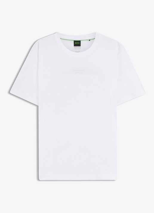 BOSS T-shirt met logo- en backprint - voorkant 2 wit