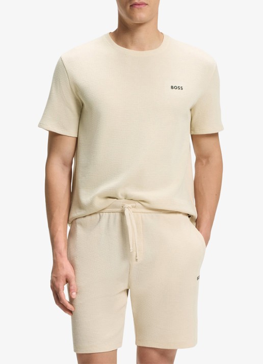BOSS T-shirt met logo en structuur