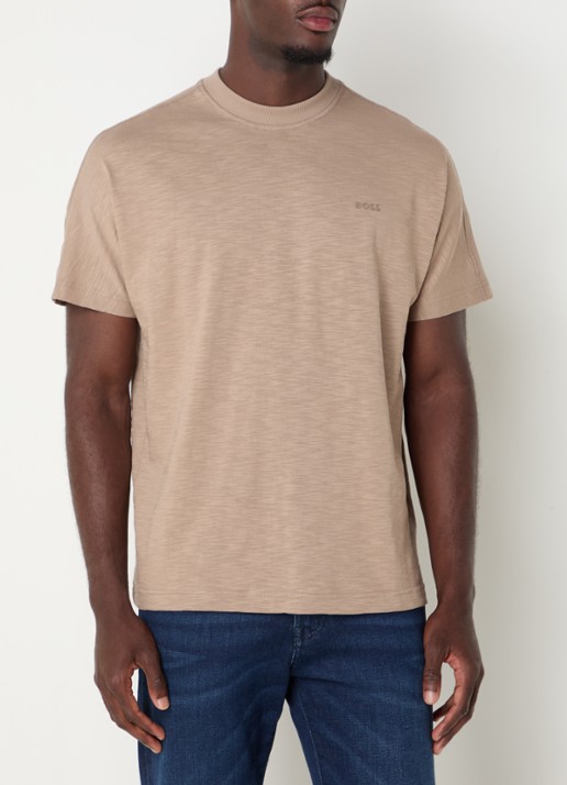 BOSS T-shirt met logo - detail bruin