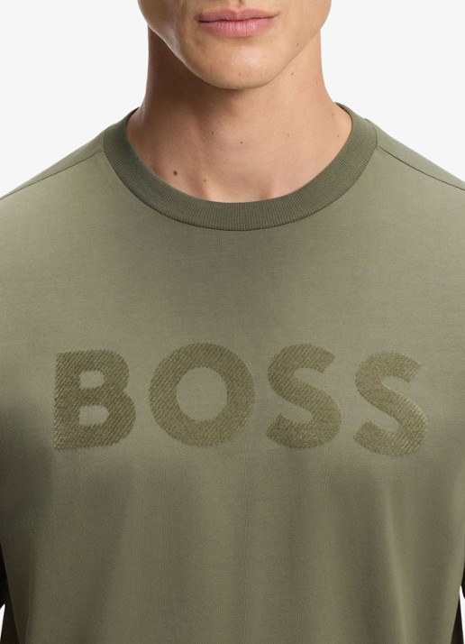 BOSS T-shirt met logo - detail 2 khaki