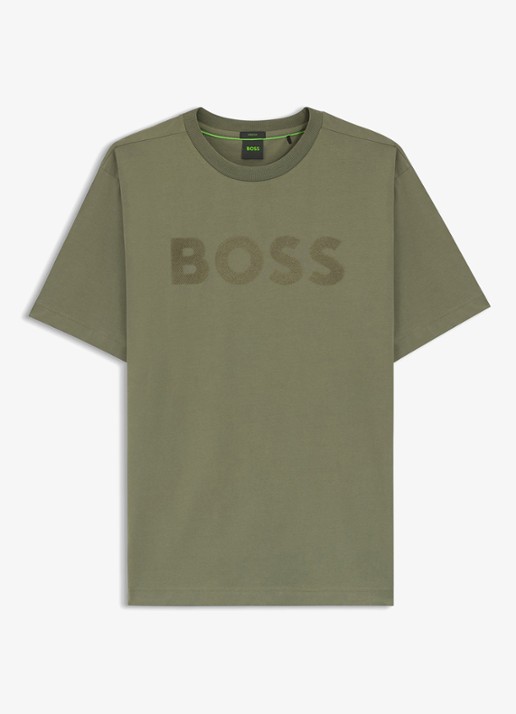 BOSS T-shirt met logo - voorkant 4 khaki