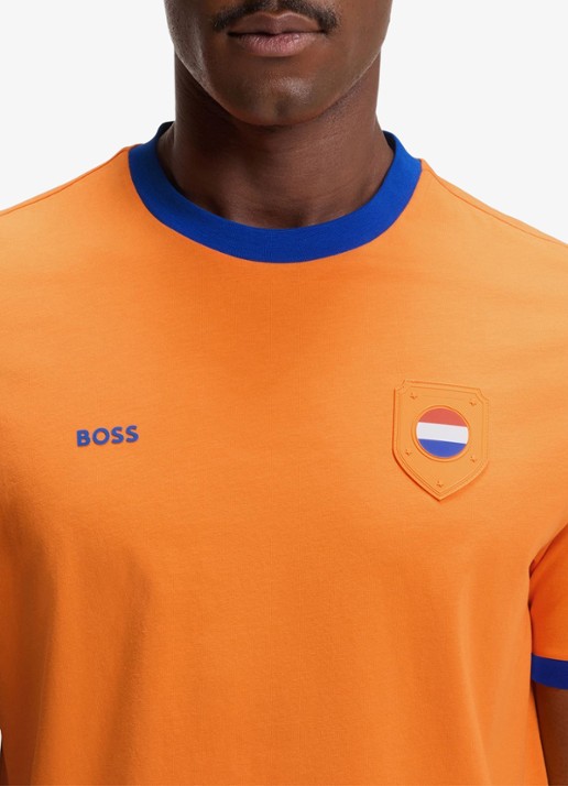 BOSS T-shirt met logo - detail 2 bright orange-821 / oranje