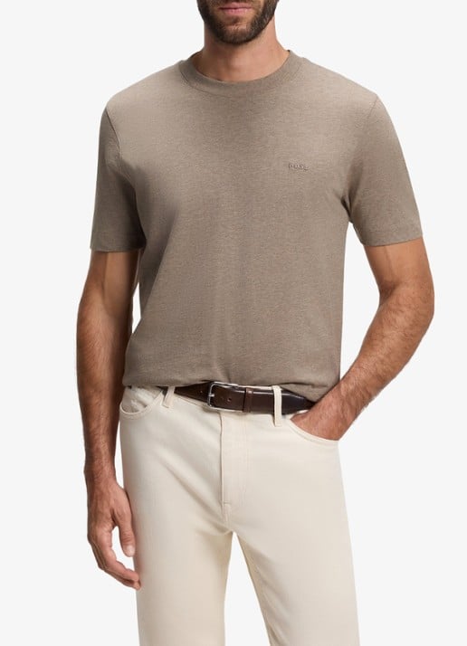 BOSS T-shirt met logo - detail 2 open brown-240 / bruin
