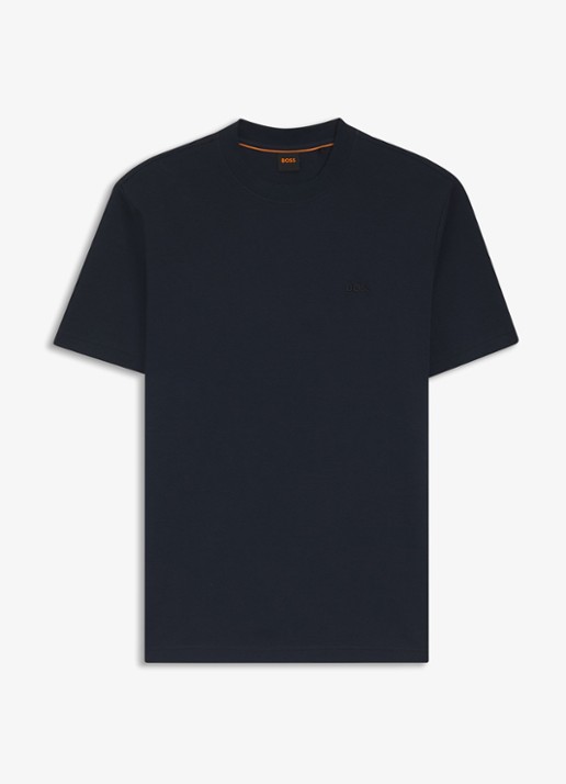 BOSS T-shirt met logoborduring  - voorkant blauw