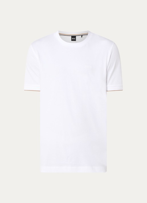 BOSS T-shirt met logoborduring - voorkant 2 white-100 / wit