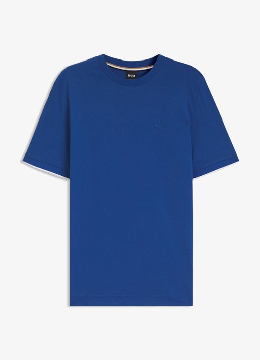 BOSS T-shirt met logoborduring - voorkant medium blue-429 / blauw