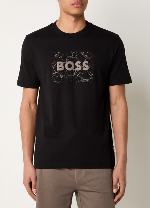 BOSS T-shirt met logoprint - detail 3 zwart