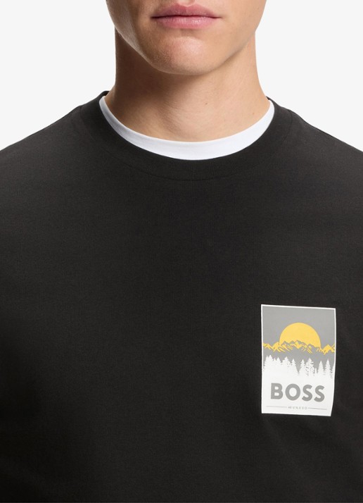BOSS T-shirt met logoprint - detail 2 zwart