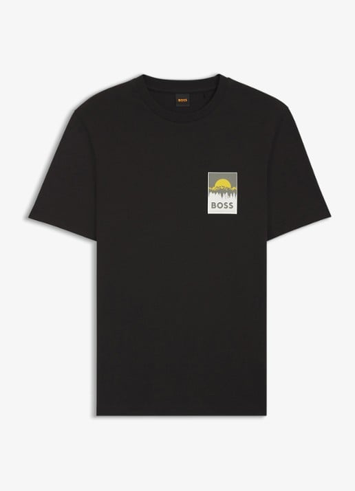 BOSS T-shirt met logoprint - voorkant 4 zwart