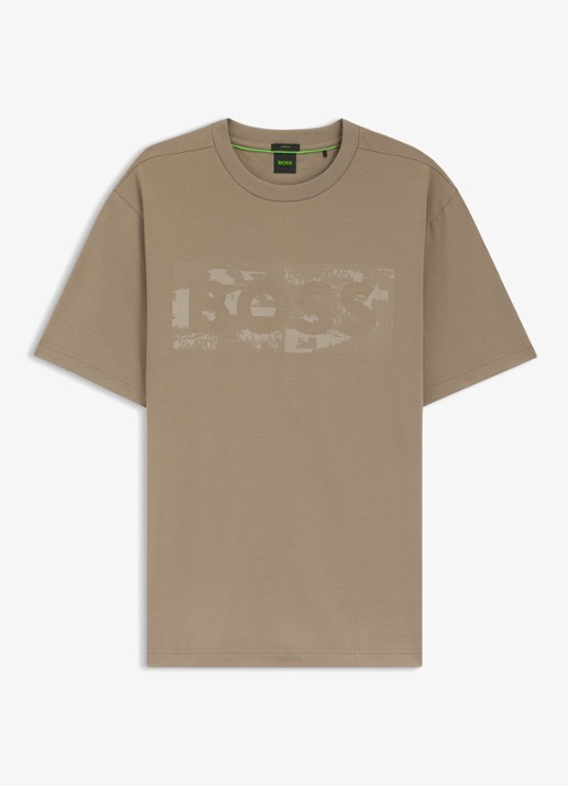 BOSS T-shirt met logoprint - voorkant light/pastel green-334 / groen