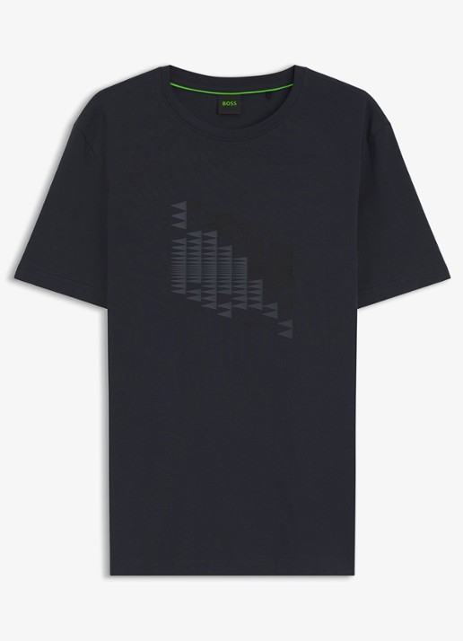 BOSS T-shirt met logoprint - voorkant 4 blauw