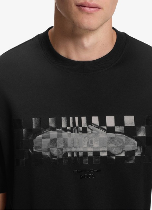 BOSS T-shirt met logoprint - detail 4 zwart