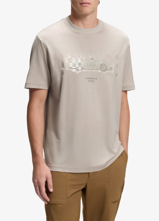 BOSS T-shirt met logoprint - detail 4 open beige-299 / beige