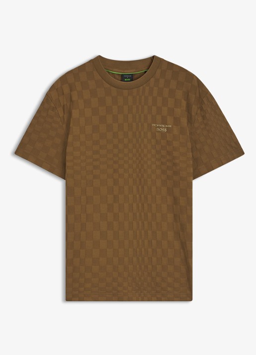 BOSS T-shirt met print en logo - voorkant 3 lichtbruin