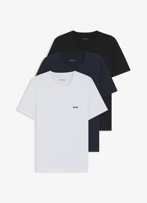 BOSS T-shirt met ronde hals in 3-pack - voorkant donkerblauw