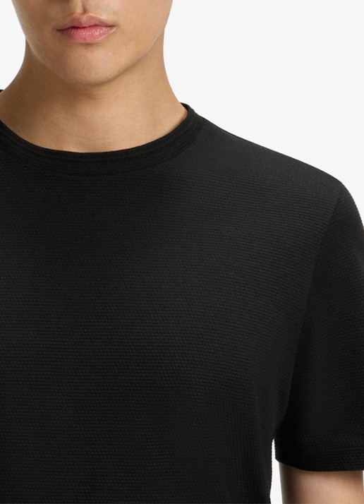 BOSS T-shirt met structuur - detail 4 black-001 / zwart