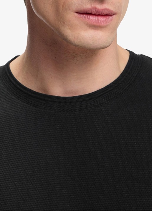 BOSS T-shirt met structuur - detail 5 black-001 / zwart