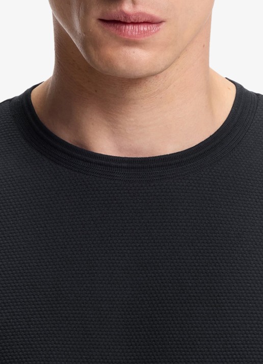 BOSS T-shirt met structuur - detail 3 dark blue-404 / blauw