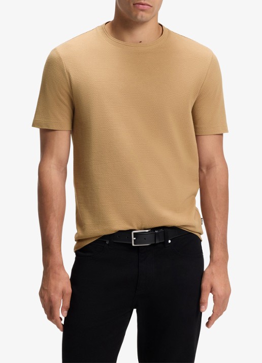 BOSS T-shirt met structuur - detail 4 medium beige-260 / beige