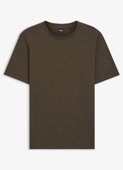 BOSS T-shirt met structuur - voorkant 2 open green-342 / groen