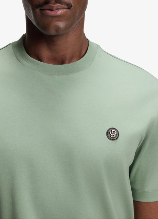 BOSS T-shirt van gemerceriseerde katoen met Double B-monogram - detail 4 open green-373 / groen