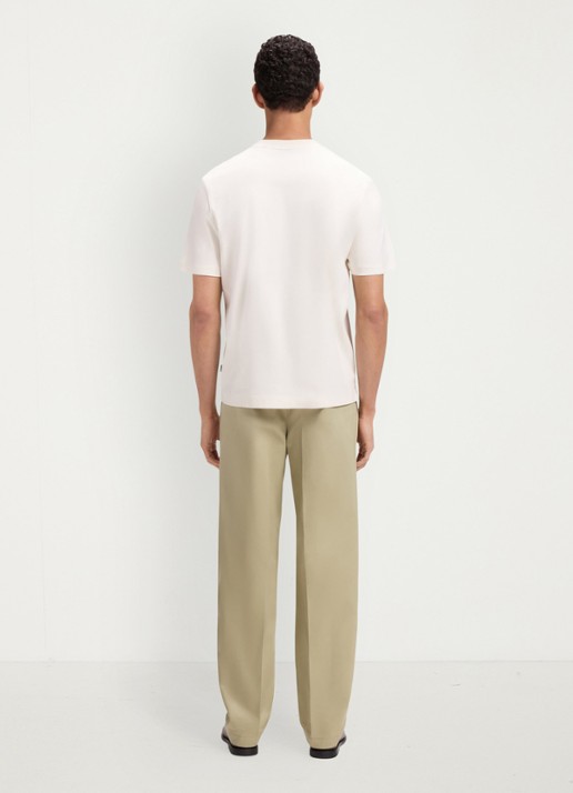 BOSS T-shirt van gemerceriseerde katoen met Double B-monogram - achterkant open white-118 / wit