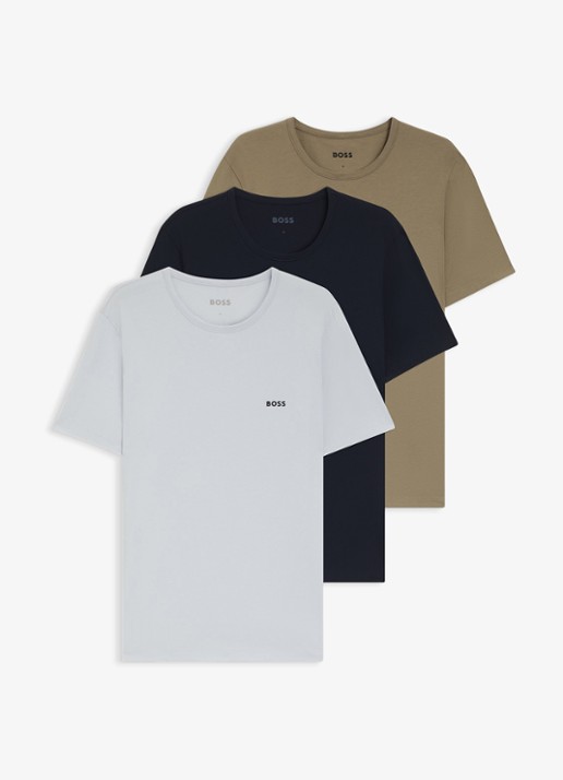 BOSS T-shirt van katoen in 3-pack - voorkant 2 donkerblauw
