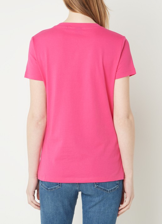BOSS T-shirt van katoenen jersey met logodetail - achterkant bright purple-526 / roze