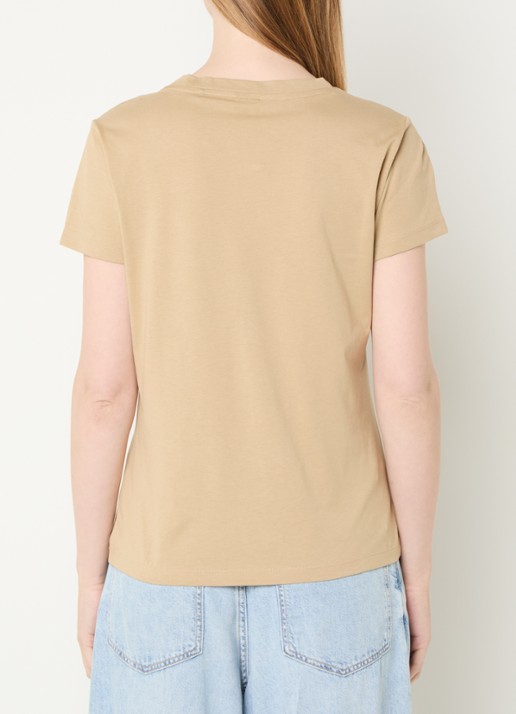 BOSS T-shirt van katoenen jersey met logodetail - achterkant rust /copper-222 / beige