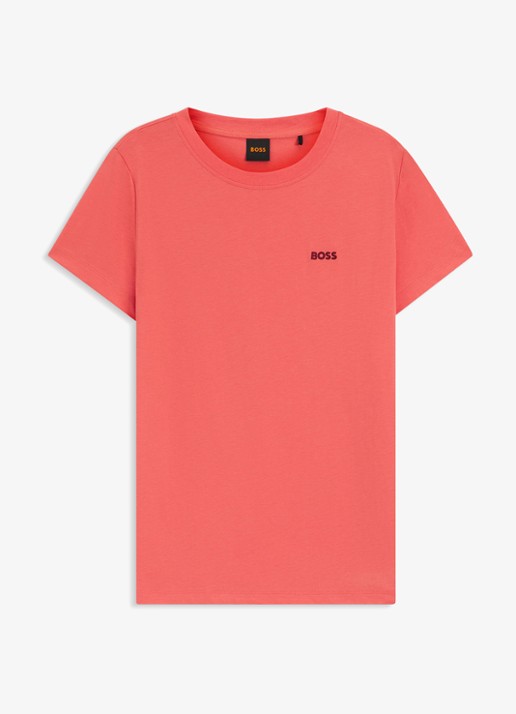 BOSS T-shirt van katoenen jersey met logodetail - voorkant 2 light /pastel red-638 / rood