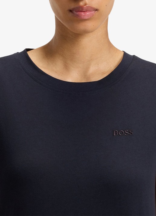 BOSS T-shirt van katoenen jersey met logodetail - detail 2 dark blue-408 / blauw