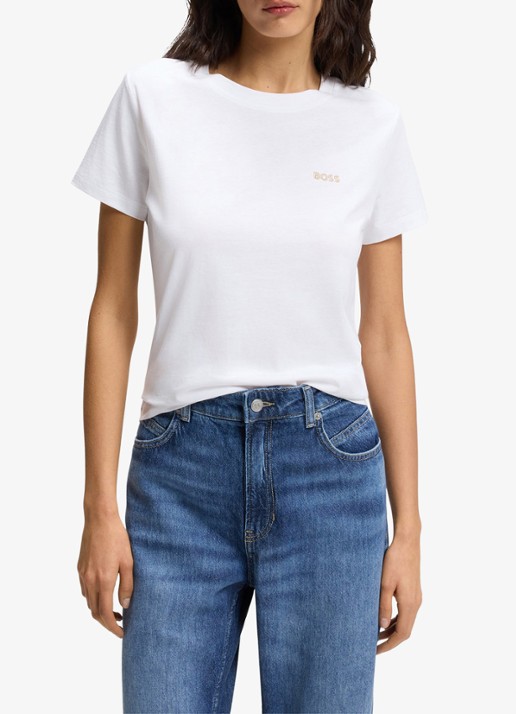 BOSS T-shirt van katoenen jersey met logodetail