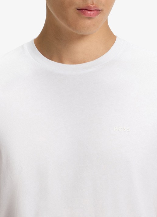 BOSS T-shirt van katoenen jersey met logodetail - detail 3 wit