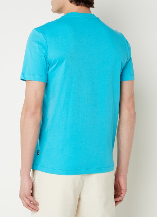 BOSS T-shirt van katoenen jersey met logodetail - achterkant 4 turquoise