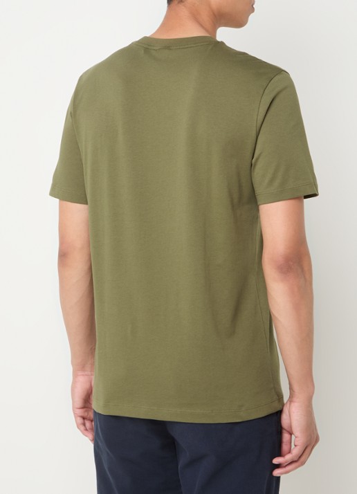 BOSS T-shirt van katoenen jersey met logodetail - achterkant legergroen