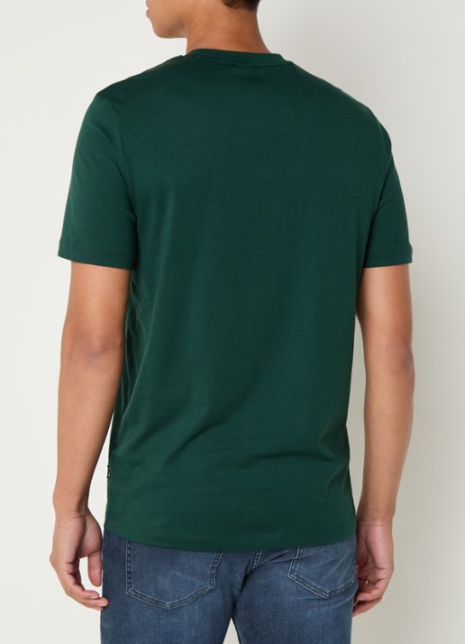 BOSS T-shirt van katoenen jersey met logodetail - achterkant 4 donkergroen