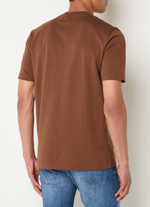 BOSS T-shirt van katoenen jersey met logodetail - achterkant 4 bruin