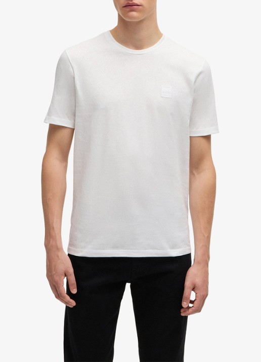 BOSS T-shirt van katoenen jersey met logopatch