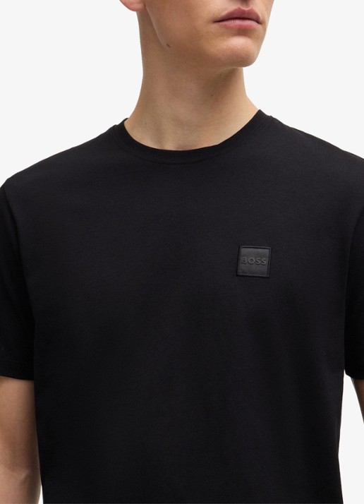 BOSS T-shirt van katoenen jersey met logopatch - detail 2 zwart