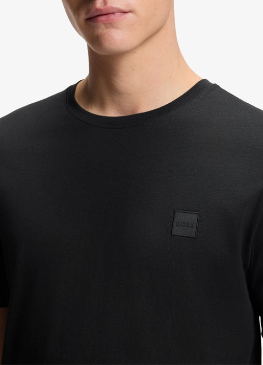 BOSS T-shirt van katoenen jersey met logopatch - detail 3 zwart