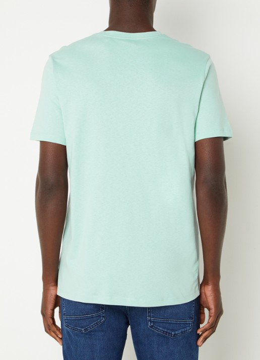 BOSS T-shirt van katoenen jersey met logopatch - achterkant 2 mint