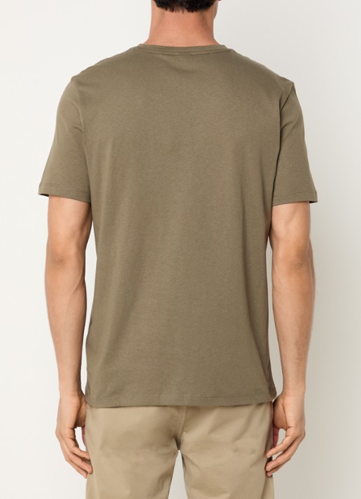 BOSS T-shirt van katoenen jersey met logopatch - achterkant 4 legergroen