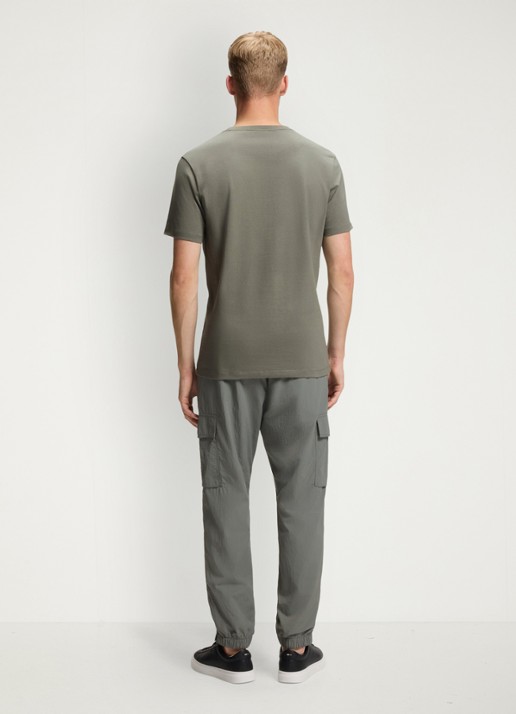 BOSS T-shirt van katoenen jersey met logopatch - achterkant 5 open grey-076