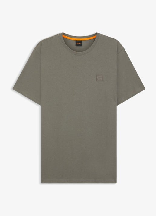 BOSS T-shirt van katoenen jersey met logopatch - voorkant open grey-076