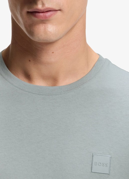 BOSS T-shirt van katoenen jersey met logopatch - detail 4 open grey-084 - lichtgrijs