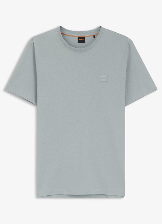 BOSS T-shirt van katoenen jersey met logopatch - voorkant open grey-084 - lichtgrijs