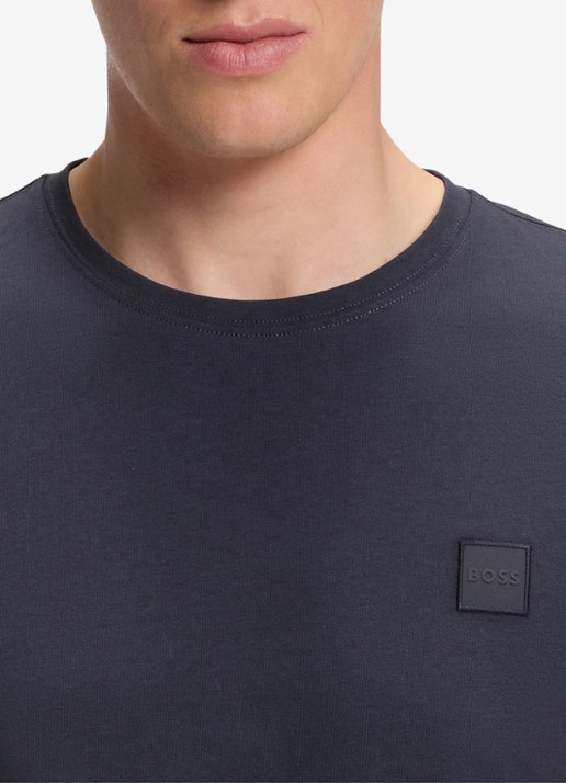 BOSS T-shirt van katoenen jersey met logopatch - detail 2 dark blue-406 / donkerblauw