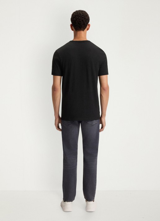 BOSS T-shirt van slubkatoen met logodetail - achterkant 4 zwart